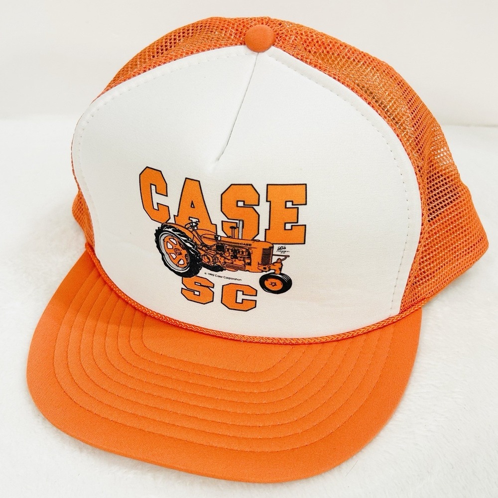 Case SC Tractor Vintage Trucker‎ Rope Hat Cap Adjustable Snapback Orange Casual
